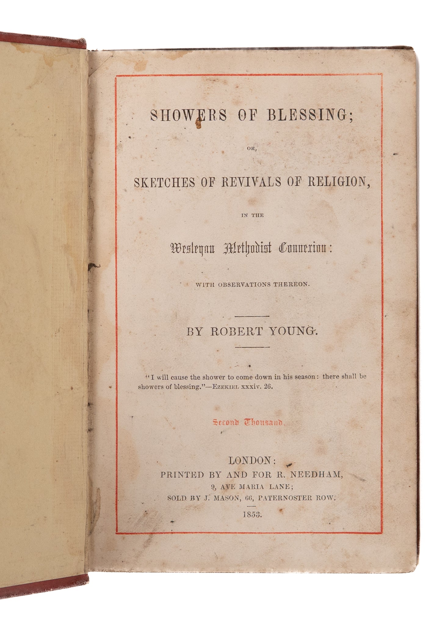 1853 ROBERT YOUNG. Showers of Blessings. Sketches of Revivals in America, Ireland, and England.
