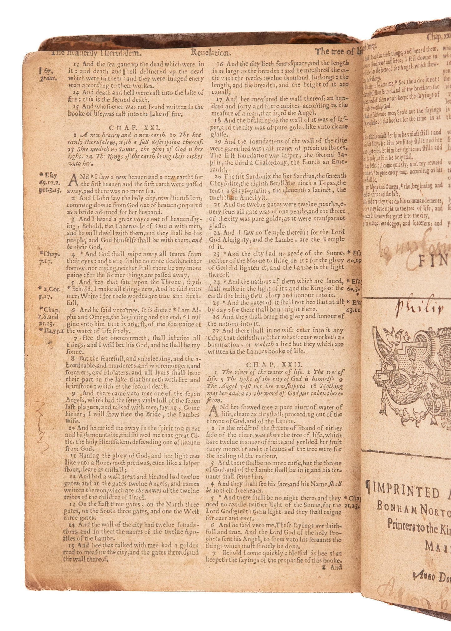 1627 KING JAMES BIBLE. With Early American Emigrant Provenance. A Well-Traveled Example.