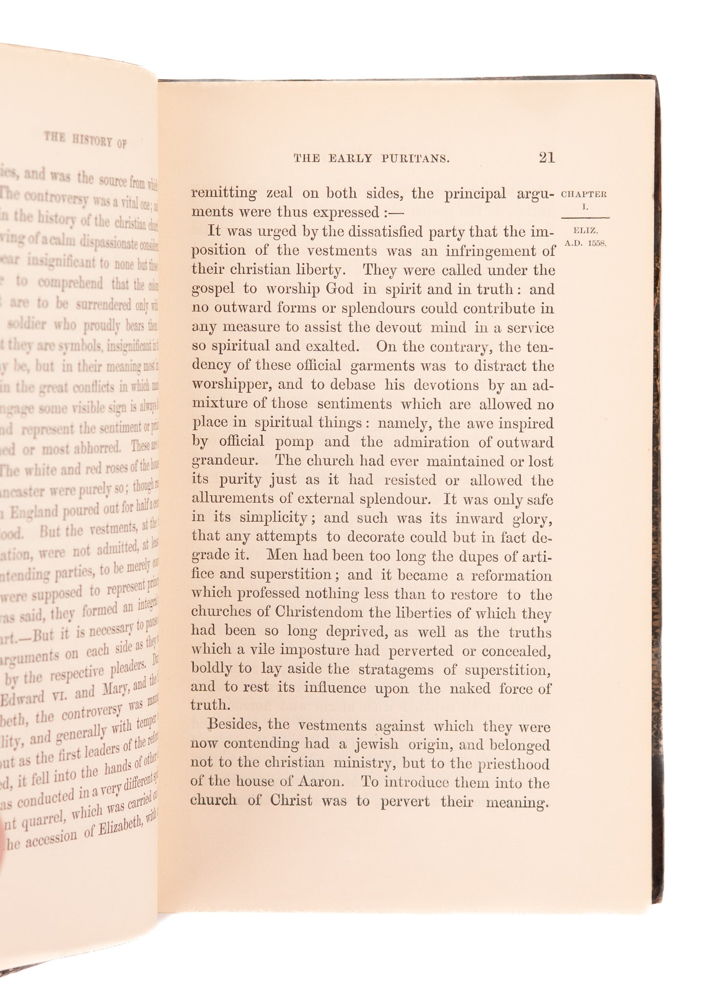 1853 J. B. MARSDEN. The History of the Early Puritans. Superb Half Leather Binding.