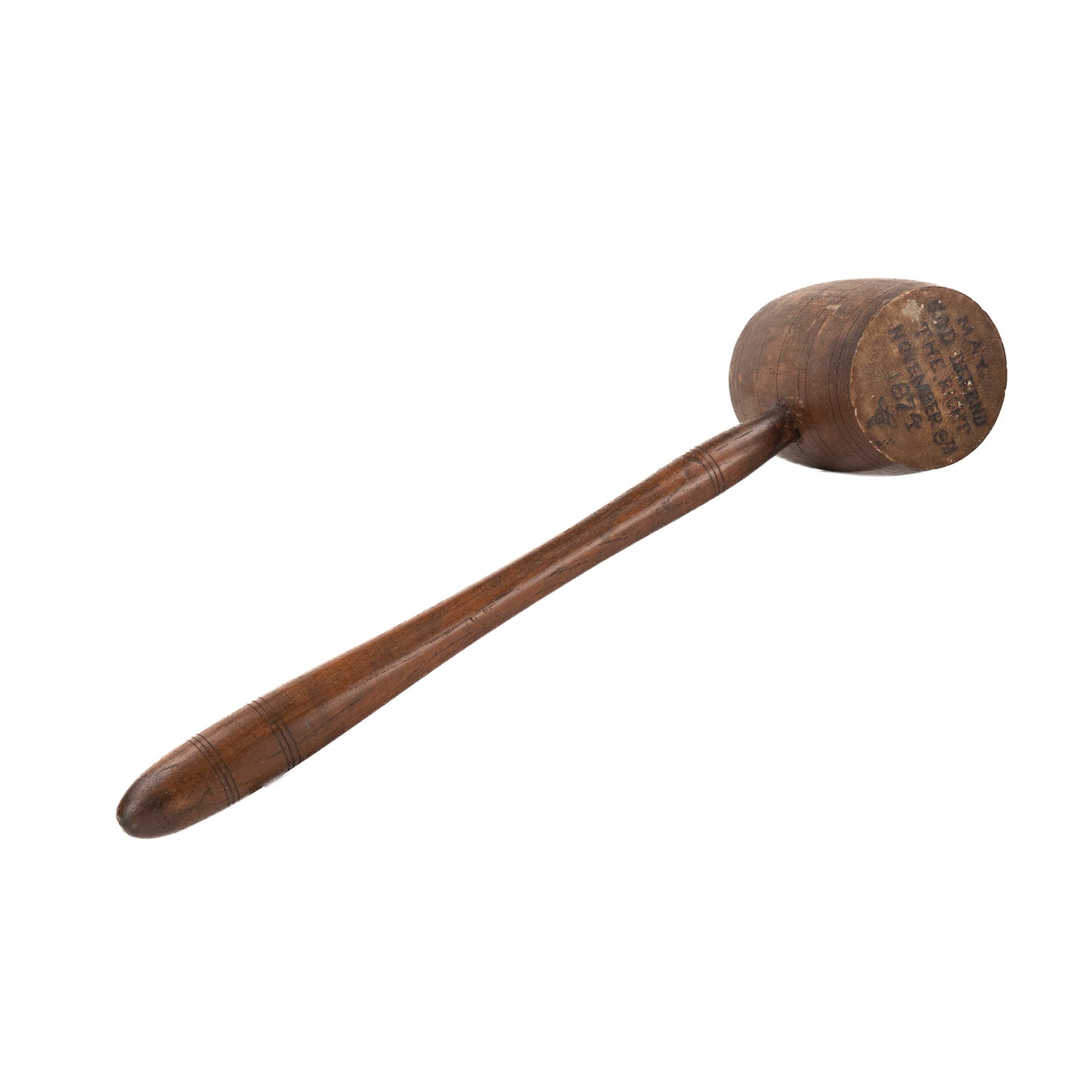 1874 NEGRO SUFFRAGE. Gavel with "May God Defend the Right. Nov. 8, 1874" Black Justice Connections