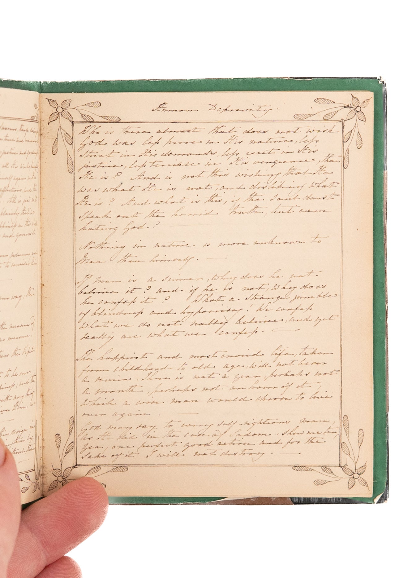 1828 THOMAS ADAM. Handwritten MSs. Selectons from Private Thoughts on Religion.