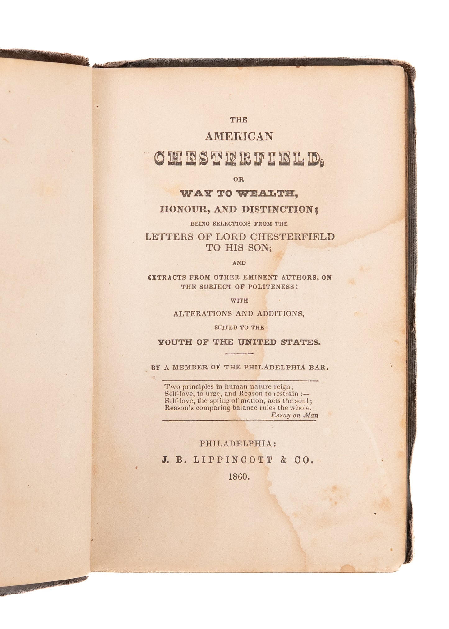 1860 WOUNDED CIVIL WAR SOLDIER. The American Chesterfield - Owned & Read While Wounded.