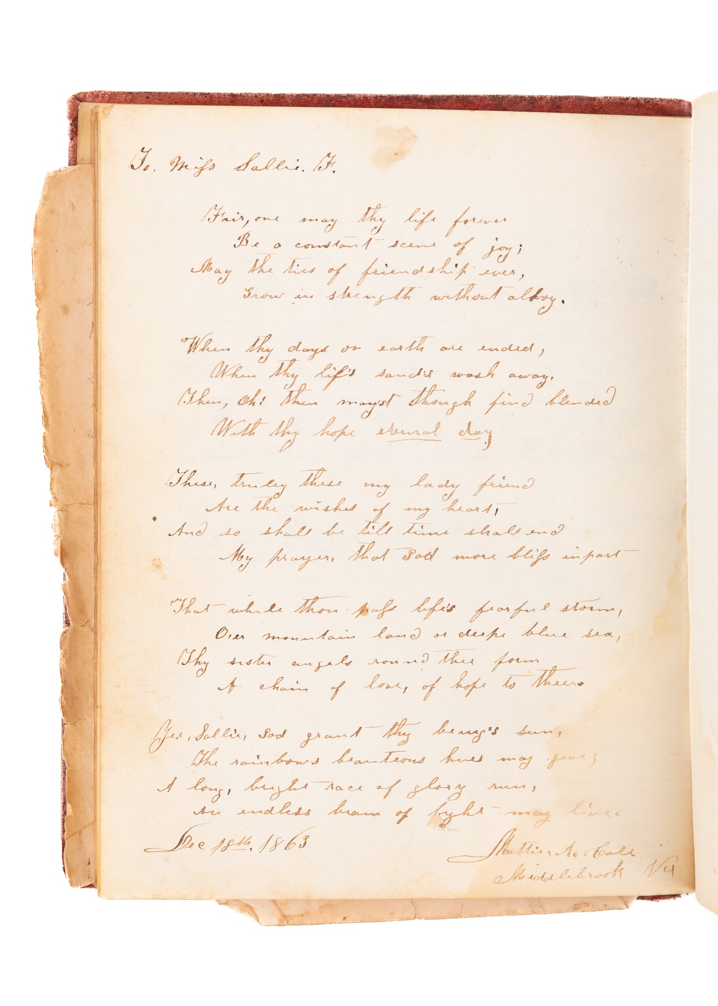 1861 CONFEDERATE CIVIL WAR DIARY. 16 Year Old Girl Courted by a Confederate Soldiers &c.