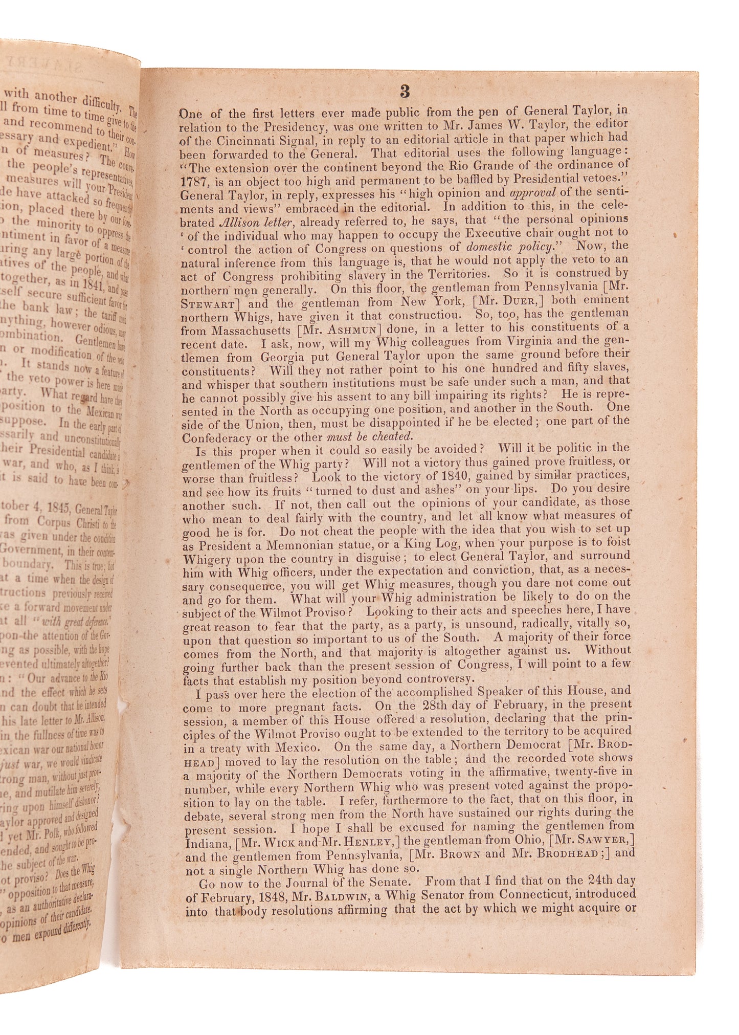 1848 THOMAS S. BOCOCK. Pro-Slavery Speech by Speaker of the House in the Confederacy.