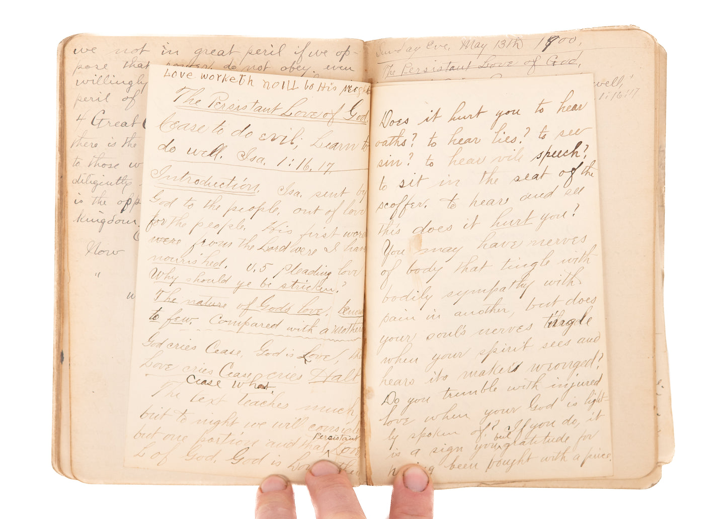 1899 CHURCH OF GOD - WINEBRENNER. 108pp MSs Sermons by Findlay College Leader, F. F. Manchester.