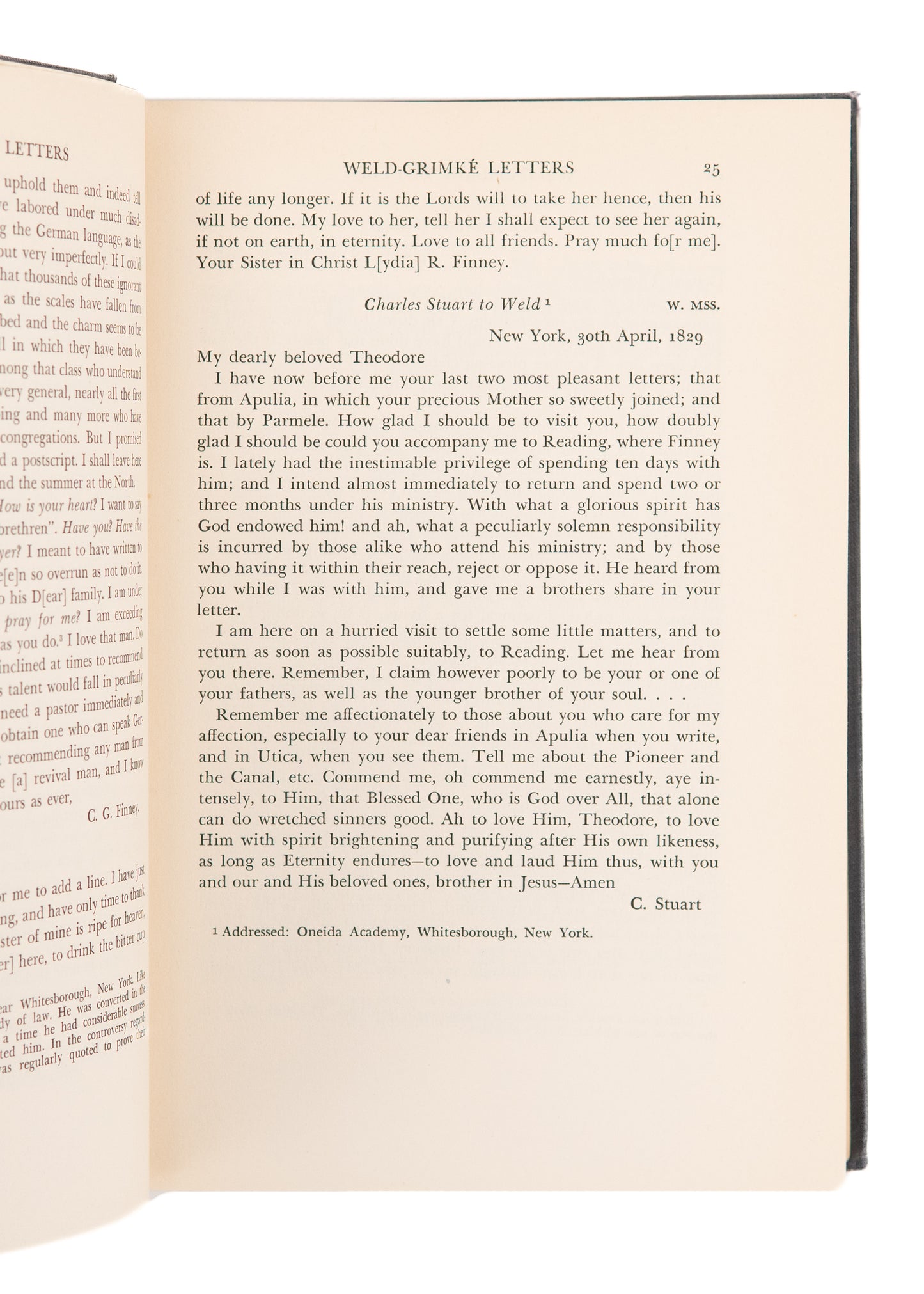 1934 EARLY ABOLITIONIST CORRESPONDENCE. Letters of Weld and Grimke - Architects of Abolitionism.