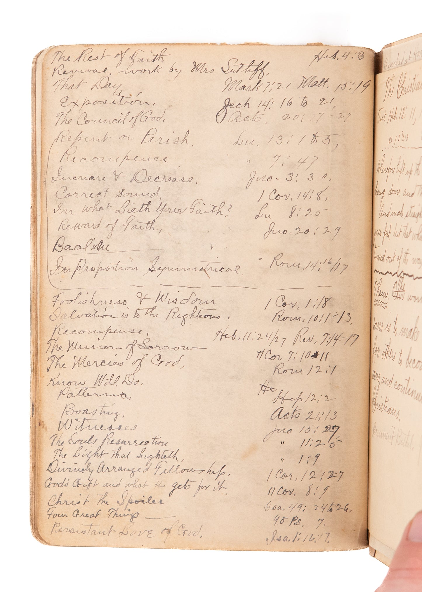 1899 CHURCH OF GOD - WINEBRENNER. 108pp MSs Sermons by Findlay College Leader, F. F. Manchester.
