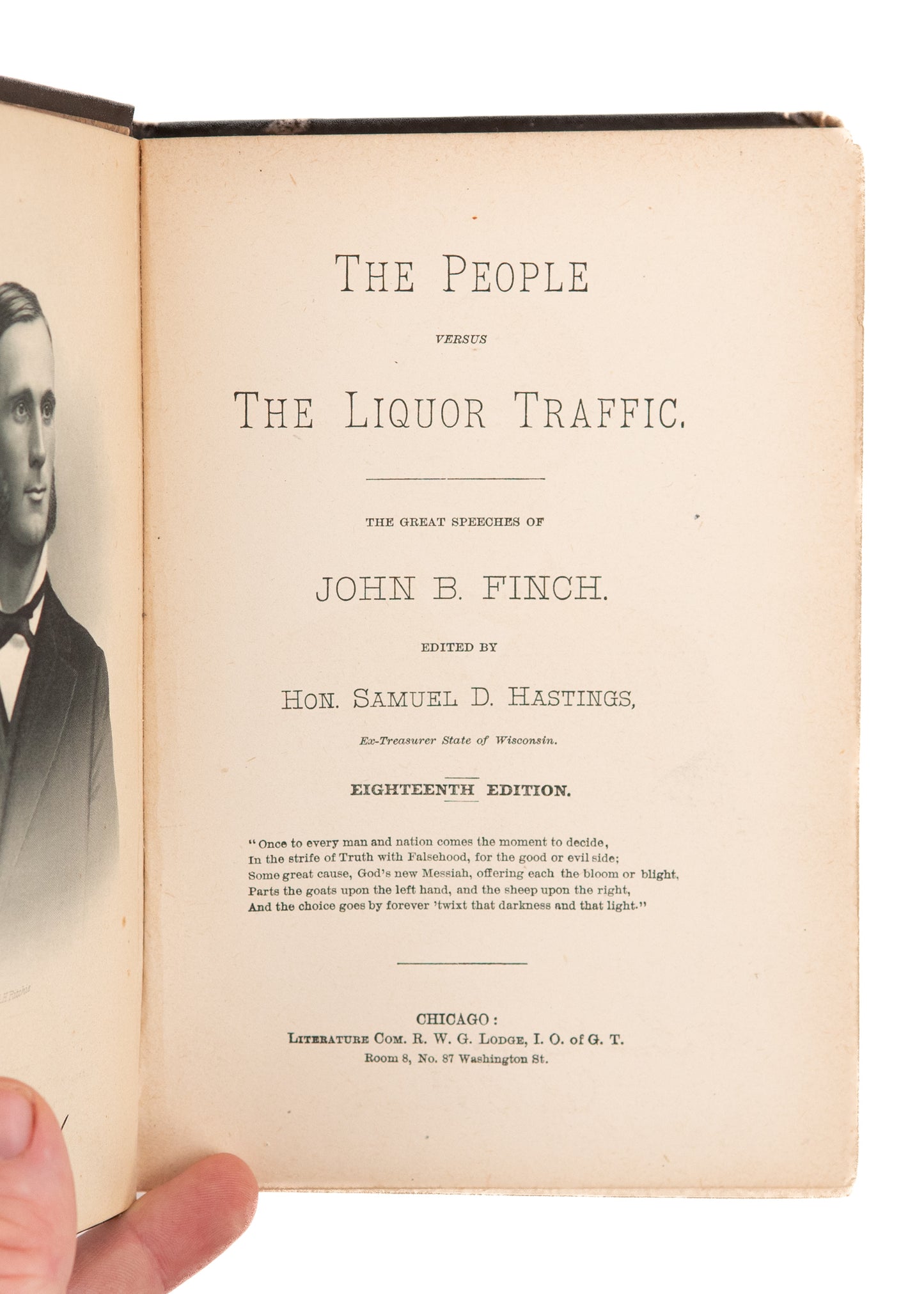 1883 LIQUOR & PROHIBITION. The People Versus the Liquor Traffic by Head of Prohibition Party.