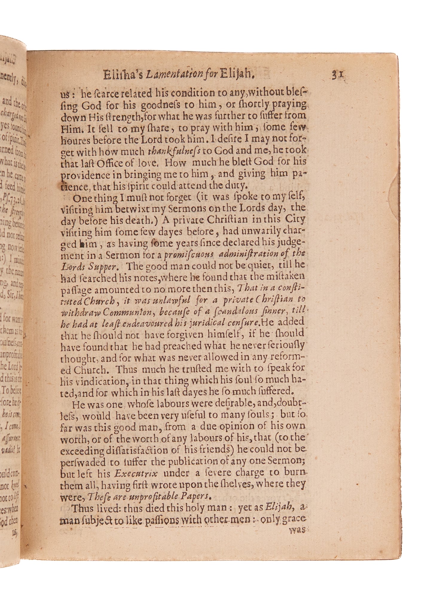 1657 JOHN COLLINGES. Elisha's Lamentation for Elijah. Sermon on Death of Radical Presbyterian, John Carter.