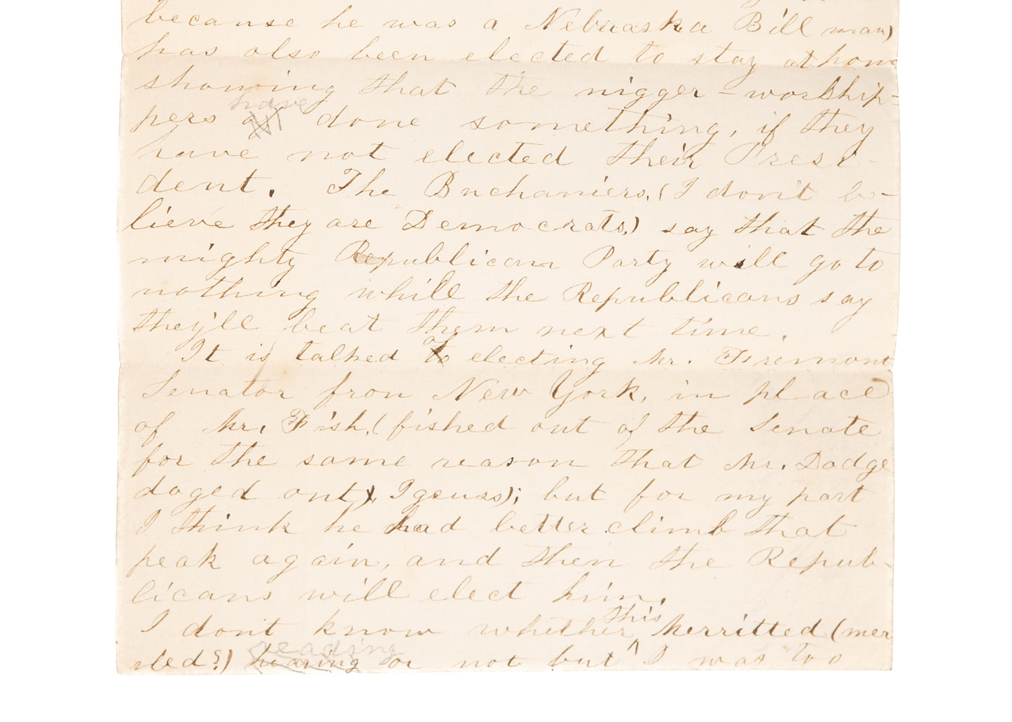 1856 FIRST REPUBLICAN ELECTION. 14 Year Old "Speech" on Buchanan, Ni**er Worshippers, &c.
