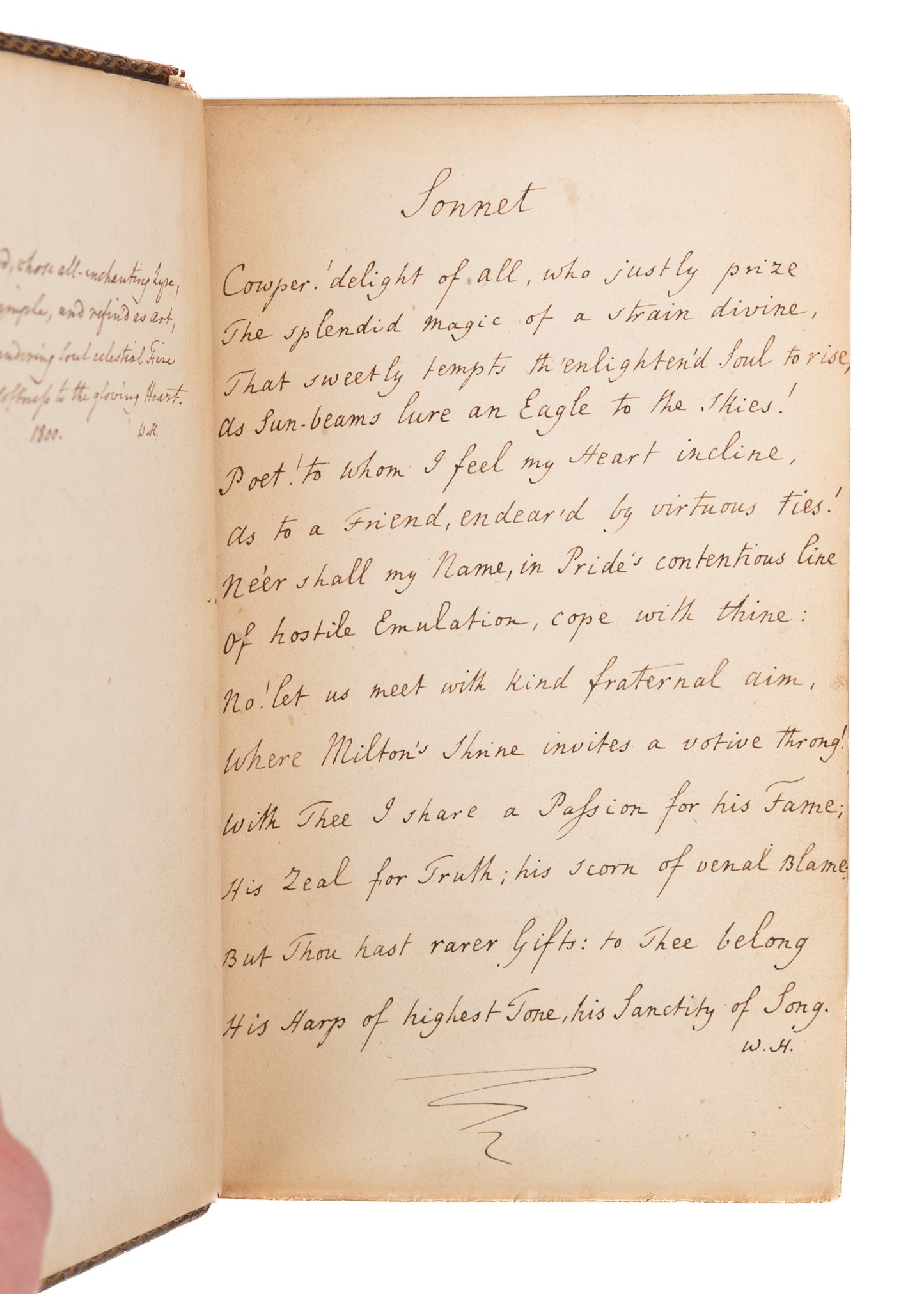 1788 WILLIAM COWPER. Poems, by William Cowper with Original Manuscript Poems by Wm. Hayley.