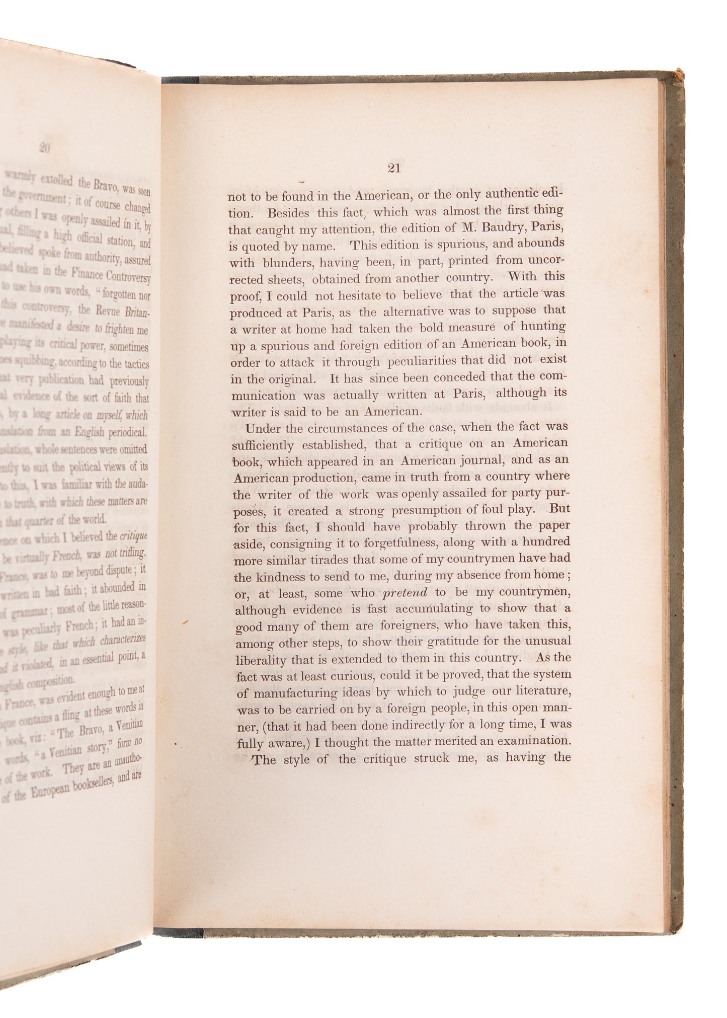 1834 J. FENIMORE-COOPER. A Letter to His Countrymen. Pro-American Manifesto - First Edition.