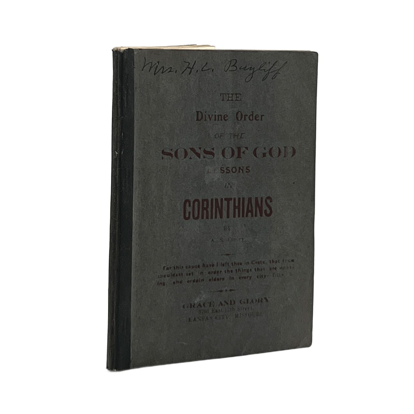 c.1910 A.S. COPLEY. The Divine Order of the Sons of God Lessons in Corinthians