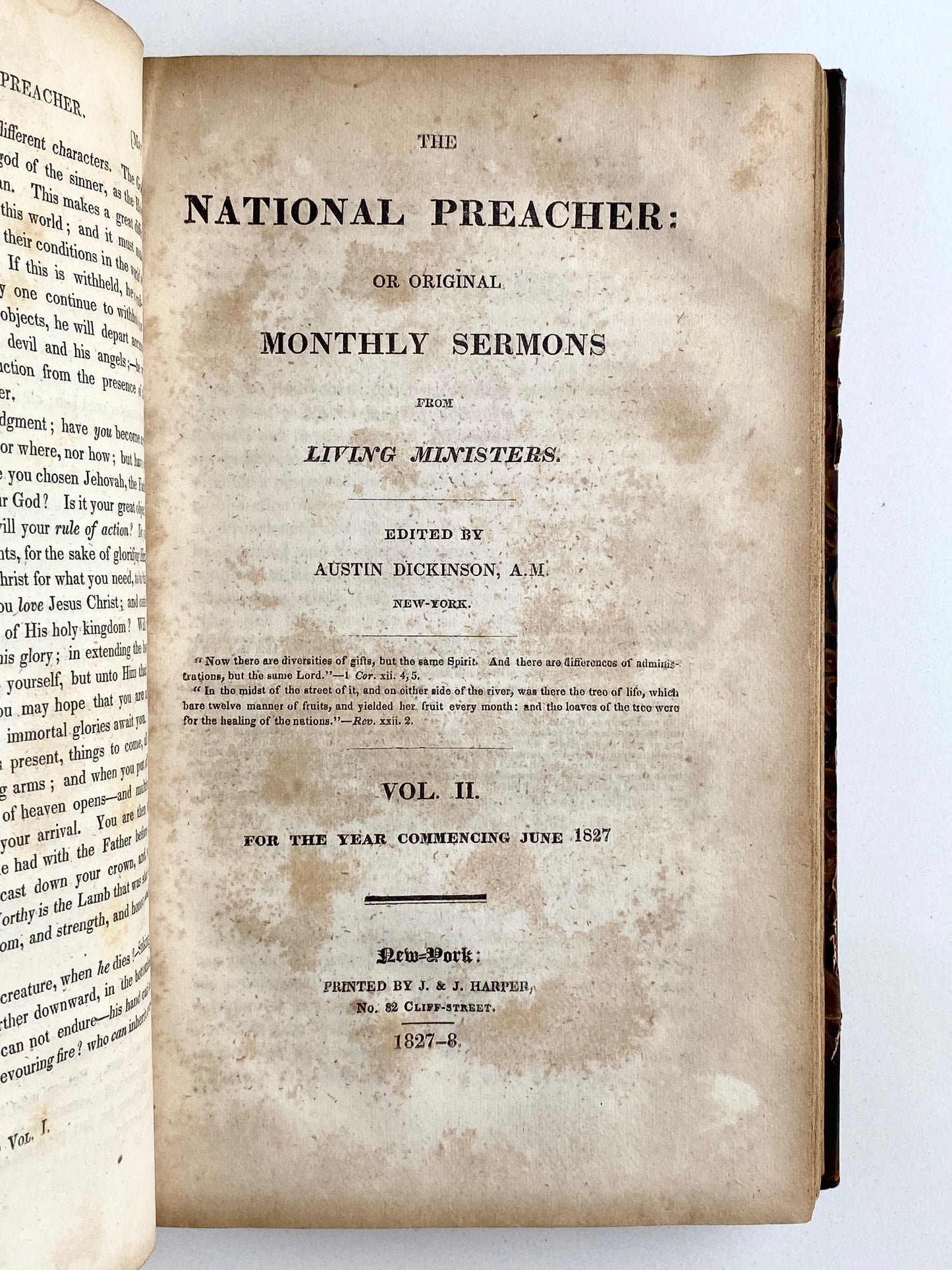 1826-1829 THE NATIONAL PREACHER. Three Years of the Best of the American Pulpit. Superb!