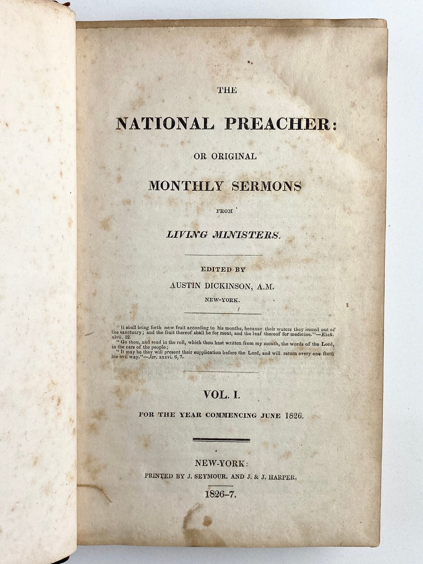 1826-1829 THE NATIONAL PREACHER. Three Years of the Best of the American Pulpit. Superb!