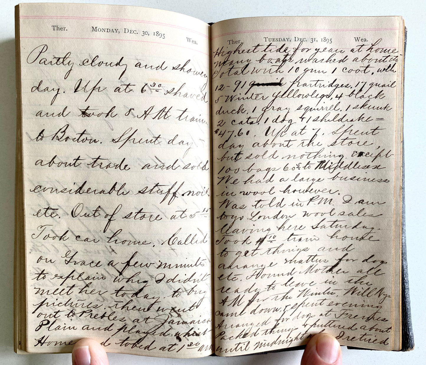 1888 - 1902 FINE DIARIES. 12 High Content Diaries of Traveling Texas, California, Utah + Hunting in New England, etc.