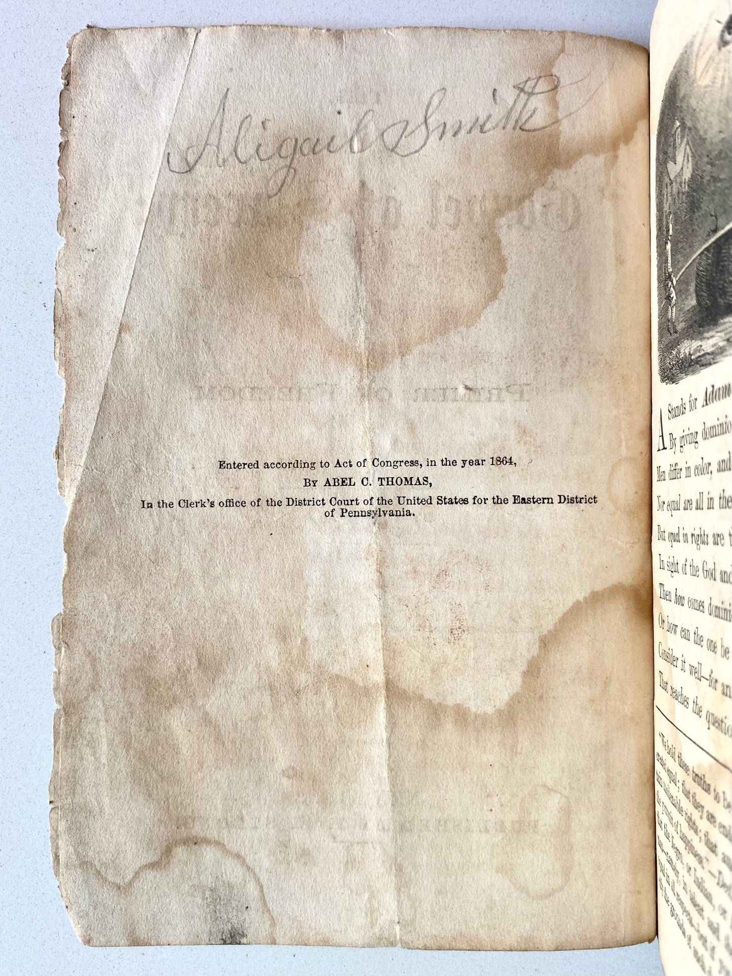 1864 CIVIL WAR & SLAVERY. An Abolitionist Anti-Slavery Primer for the Young. Abolition Provenance.