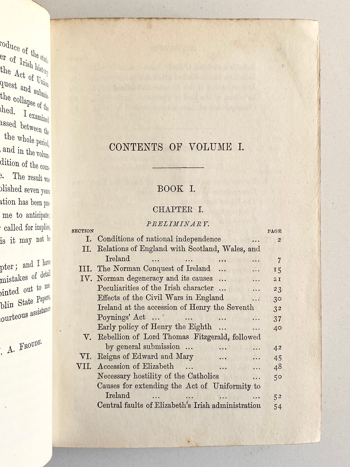 1881 J. A. FROUDE. History of Anarchy, Revolution, and Independence in Ireland.