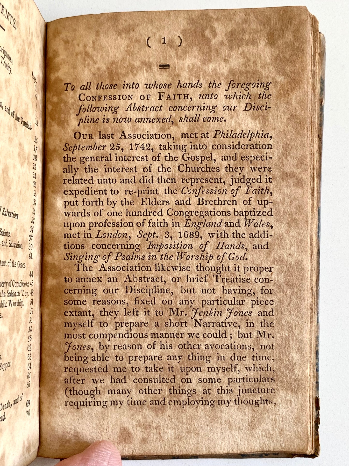 1742/1810 BAPTIST CONFESSION. Rare Early American Edition of Baptist Confession of Faith w/Extras!