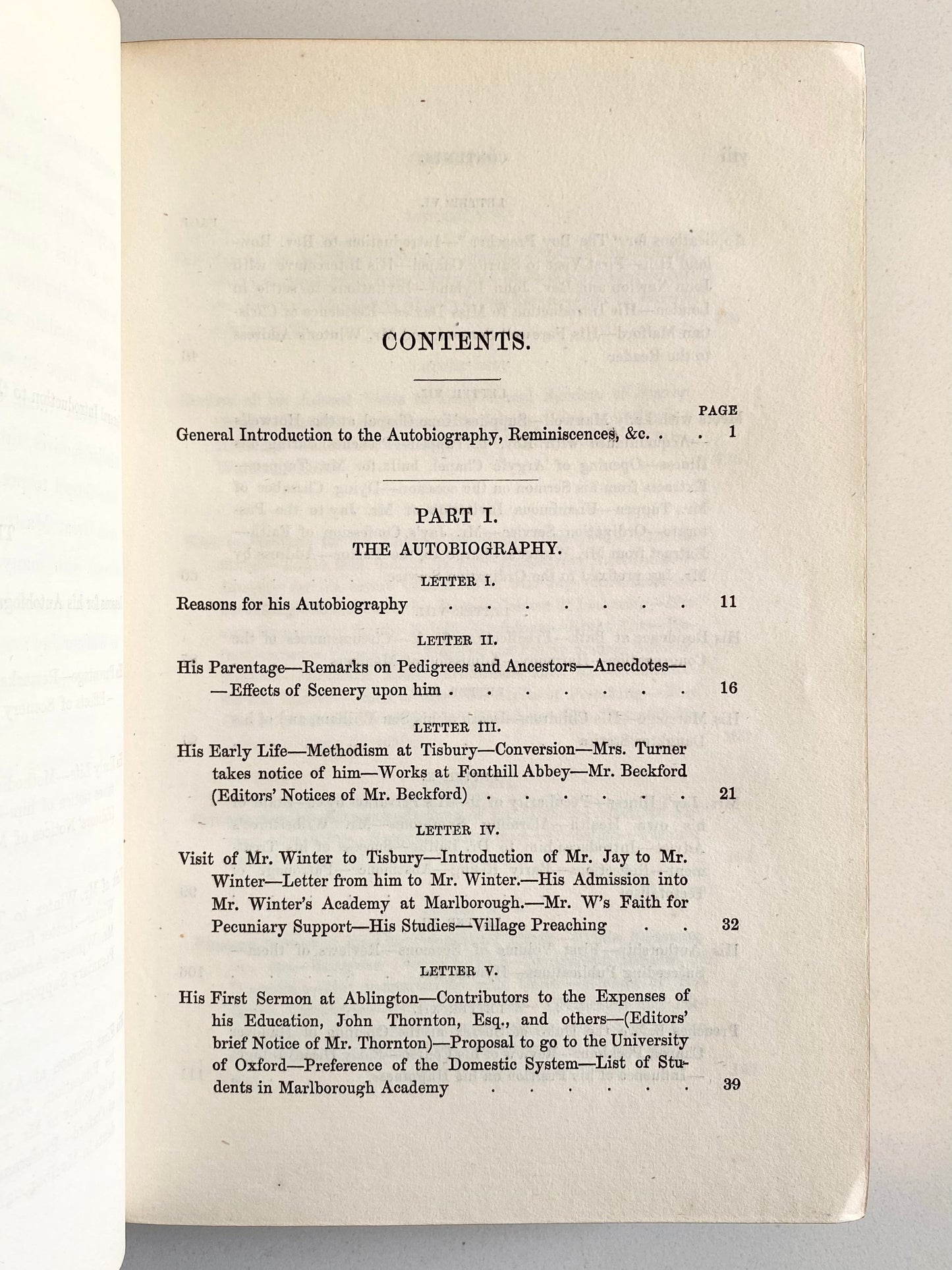 1854 WILLIAM JAY. Autobiography of Rev. William Jay.