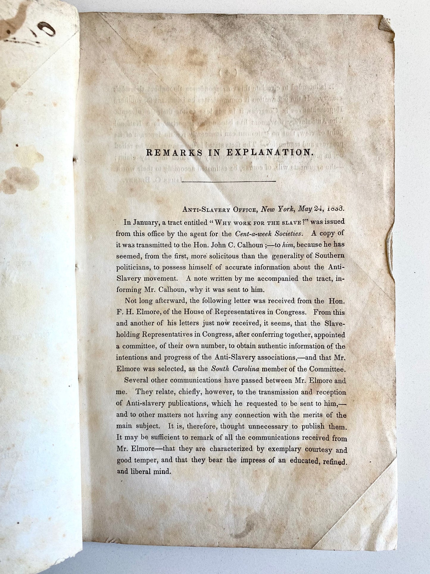 1838 ANTI-SLAVERY EXAMINER. Female Abolitionist, M. W. Chapman's Copy!
