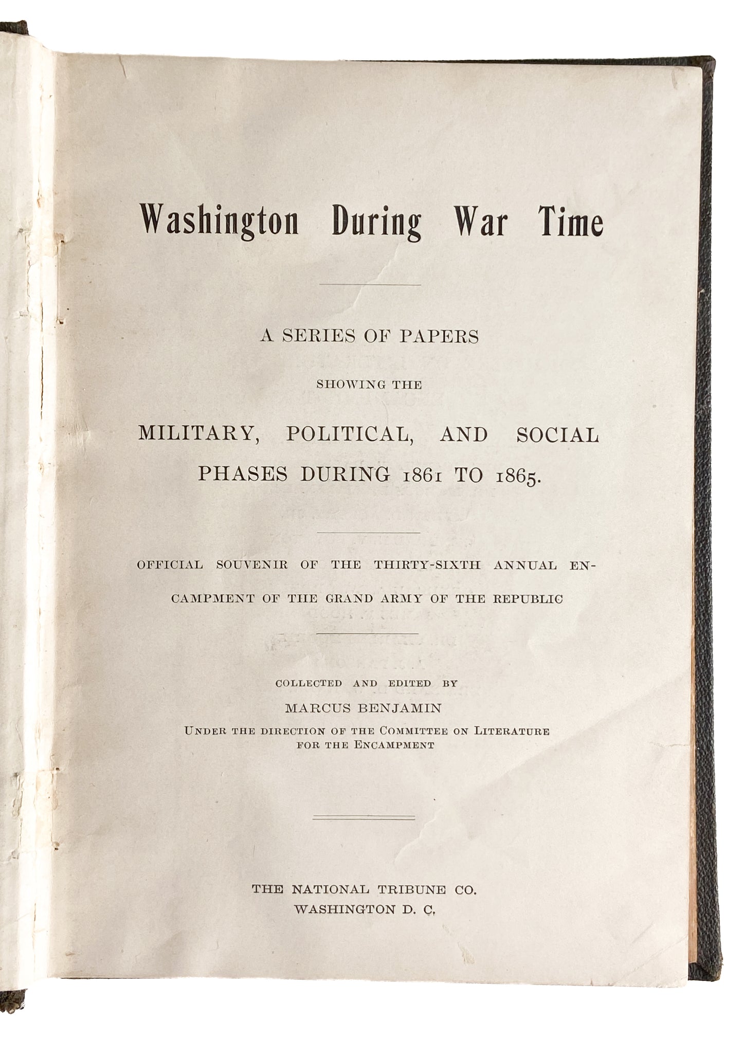 1861-1865 CIVIL WAR. Washington D. C. During War Time - Abraham Lincoln Assassination. Fine Example.