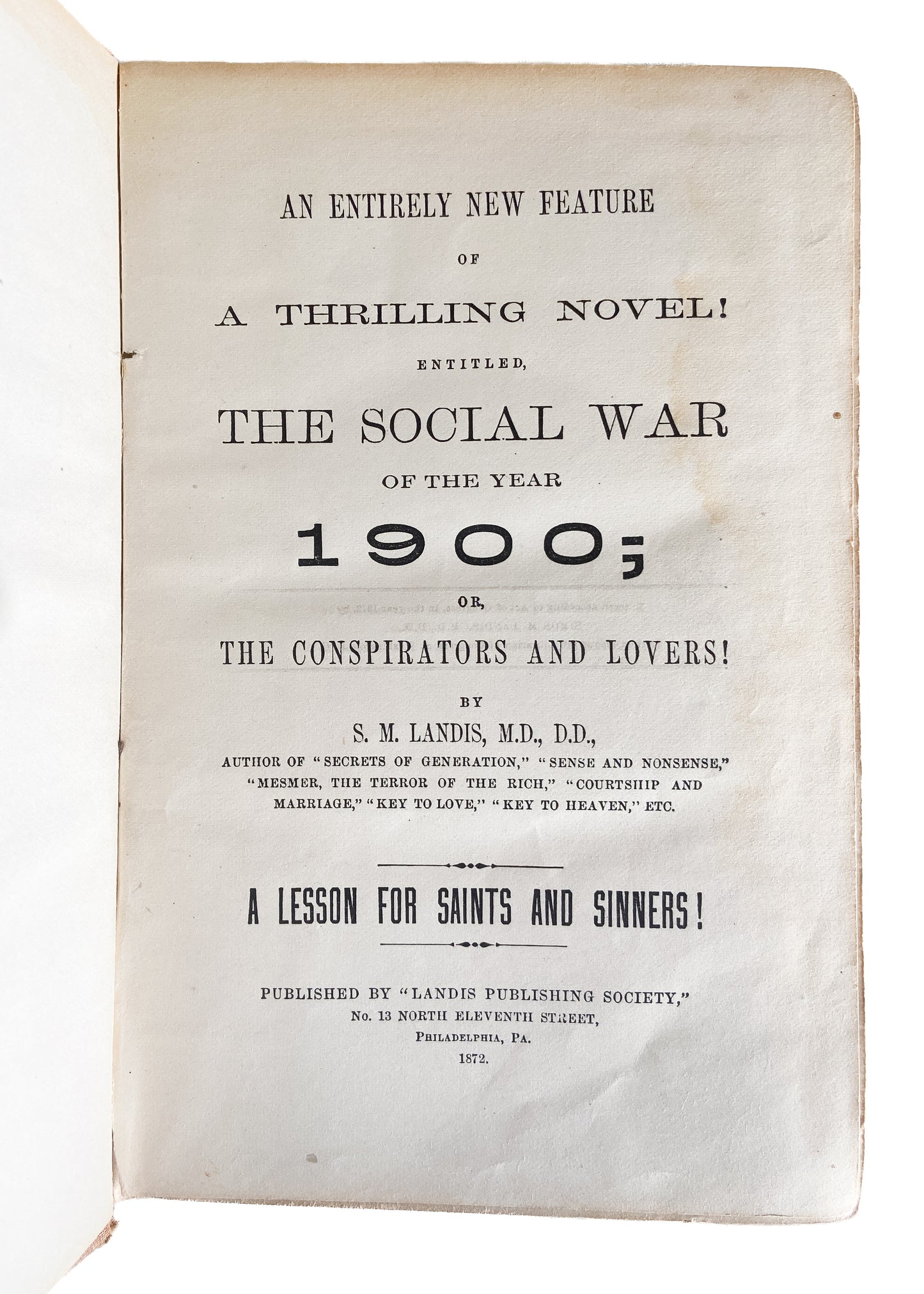 1872 THE WORST BOOK OF 19th CENTURY. A Quasi-Medical, Eugenics, Sci-Fi Thriller by a Debunked Minister.