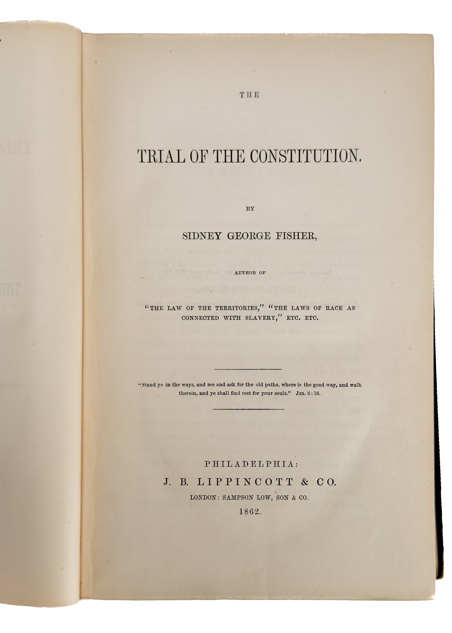 1862 SLAVERY & TRIAL OF THE CONSTITUTION. Henry Ward Beecher's Copy of Important Civil War Text.