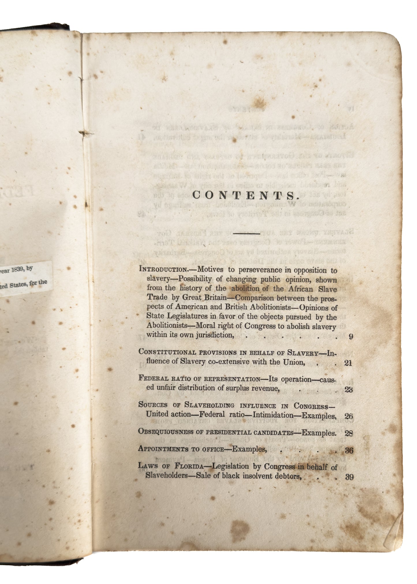 1839 WILLIAM JAY. Federal Government's Actions on Slavery - Signed Abolitionist Gerrit Smith.