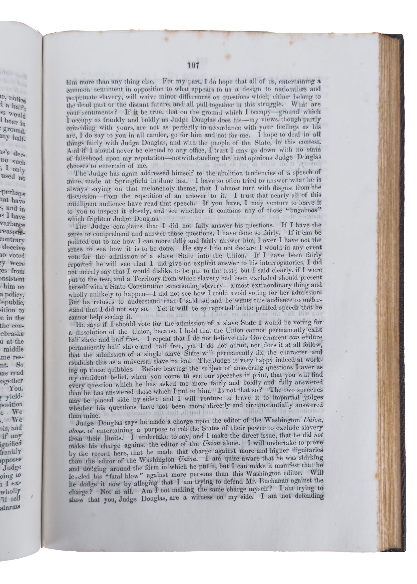 1860 ABRAHAM LINCOLN. Political Debates between Abraham Lincoln and Stephen A. Douglas. First Edition.