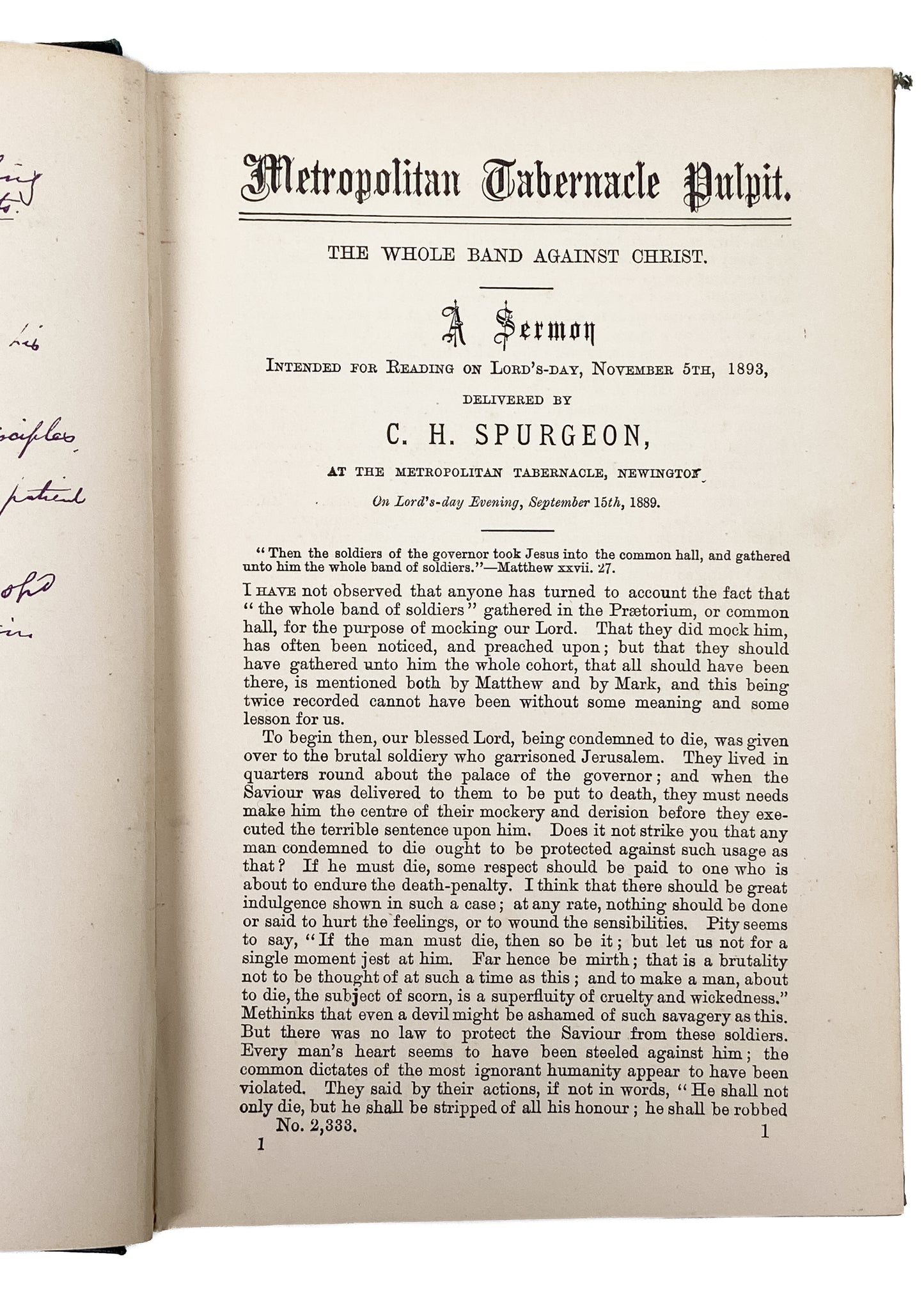 1894 C. H. SPURGEON. Fac-Simile of His Manuscript Sermons - Published Upon His Death.