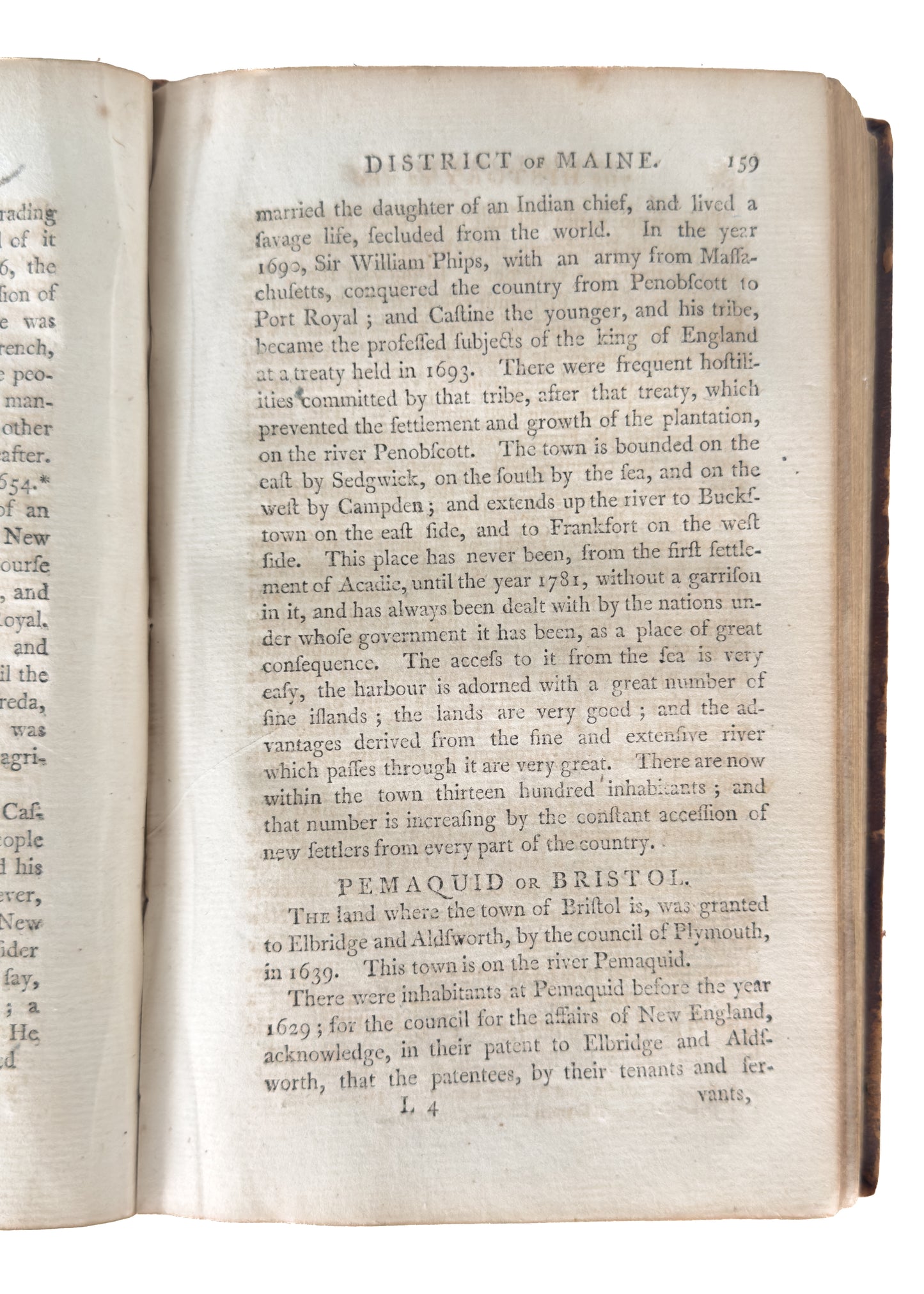 1795 RARE MAINE HISTORY. Sullivan's History of Maine w/Rare Map & Important Provenance.