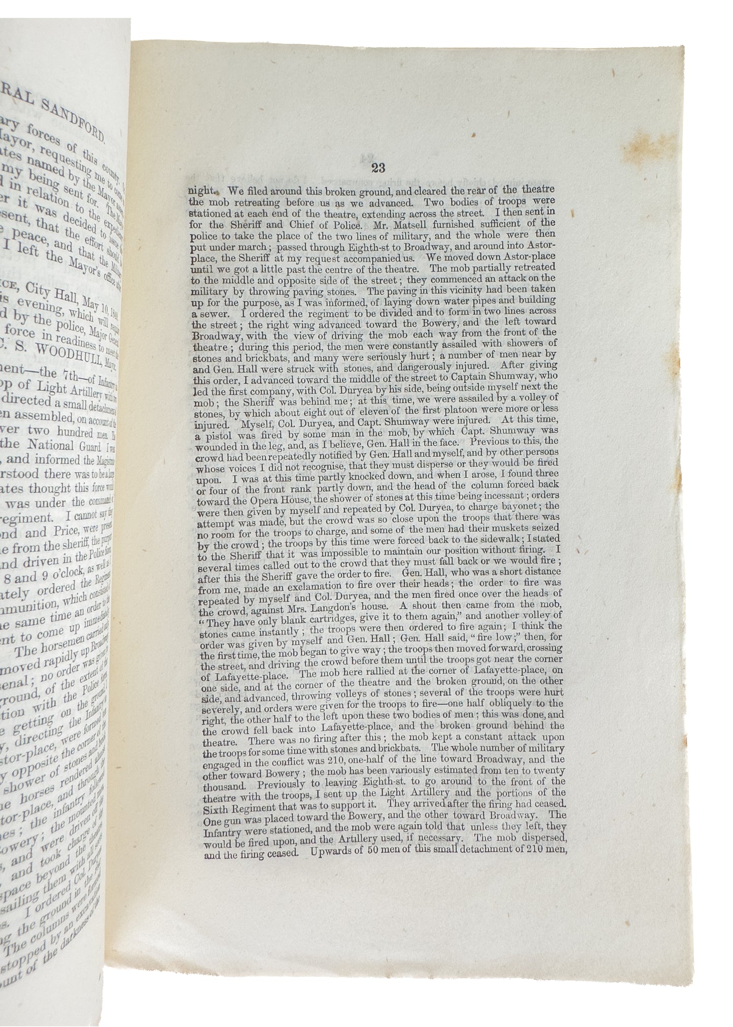 1849 ASTOR PLACE RIOT. Rare Illustrated Pamphlet. Police & Military Shot 50 Civilians!