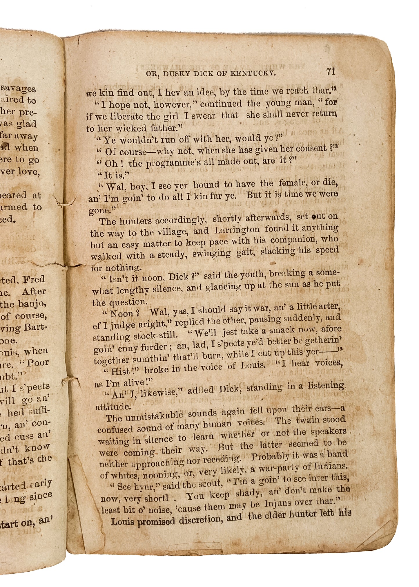 1868 WHITE BOY RAISED BY SHAWNEE. The White Savage of the Shawnees; Or Dusky Dick of Kentucky.