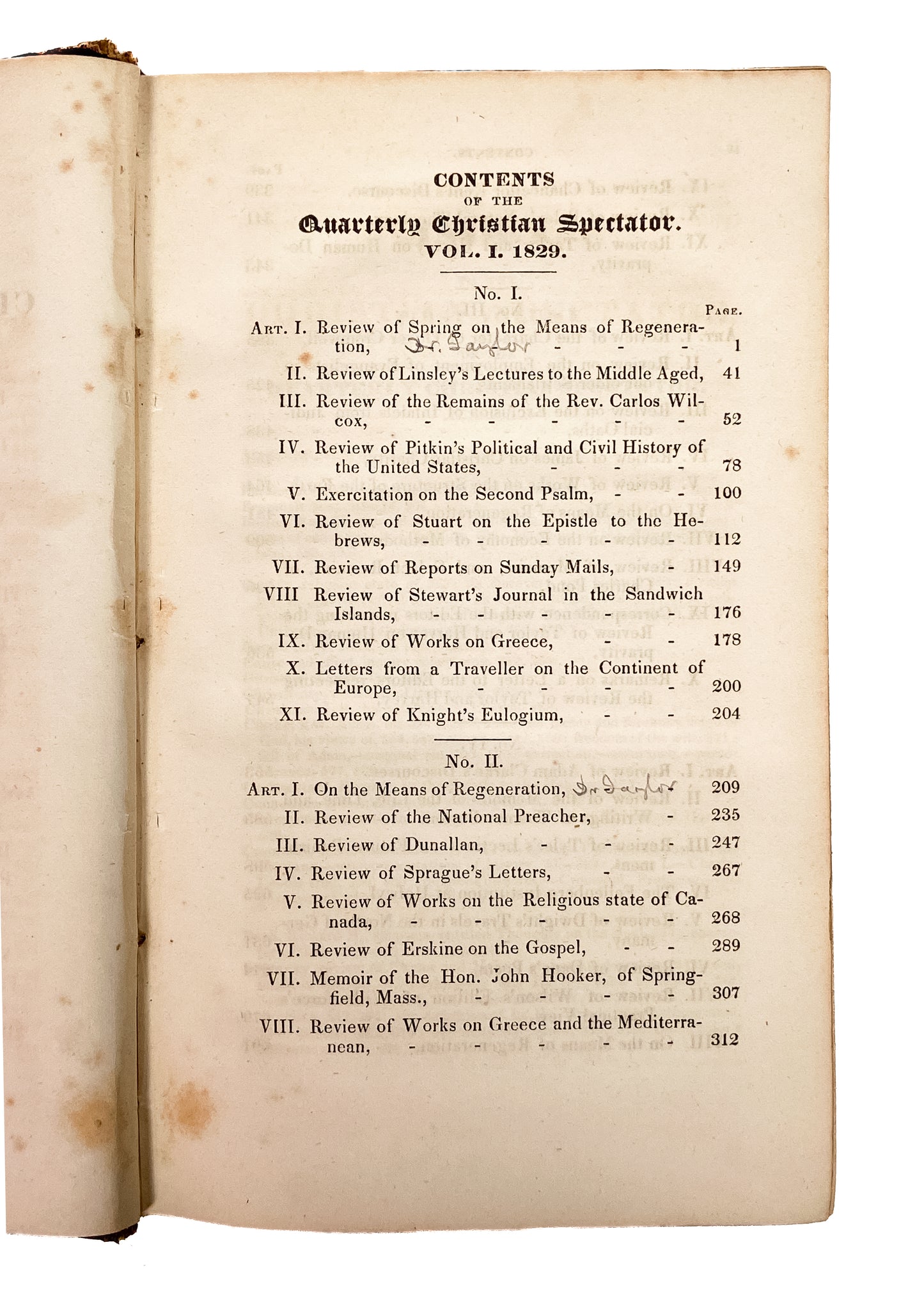 1829-1834 CHRISTIAN SPECTATOR. Six Years of Important Great Awakening & Abolitionist Periodical.