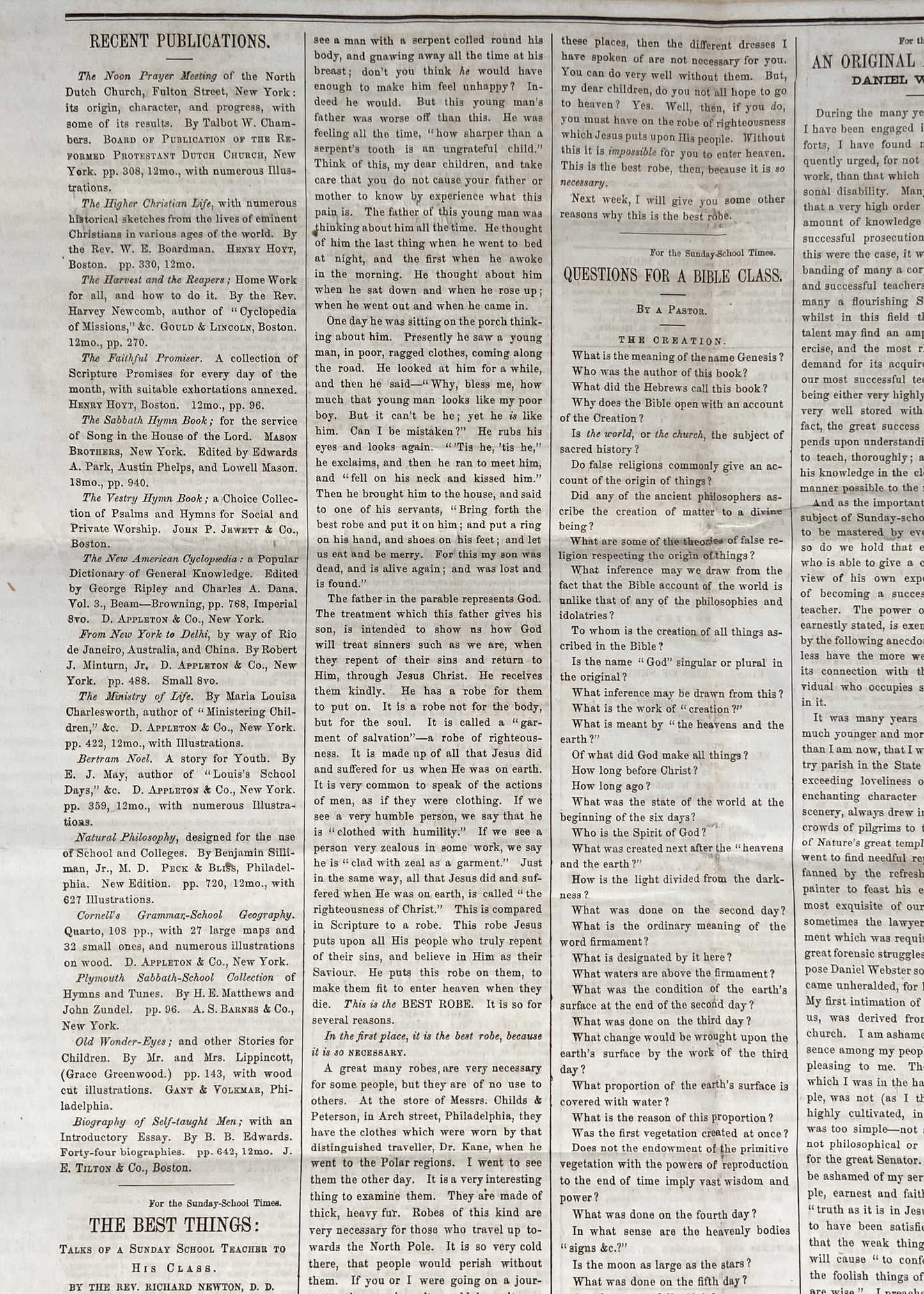 1859 PRAYER REVIVAL. Issue 1.1 of The Sunday School Times. Fulton Street Prayer Revival.