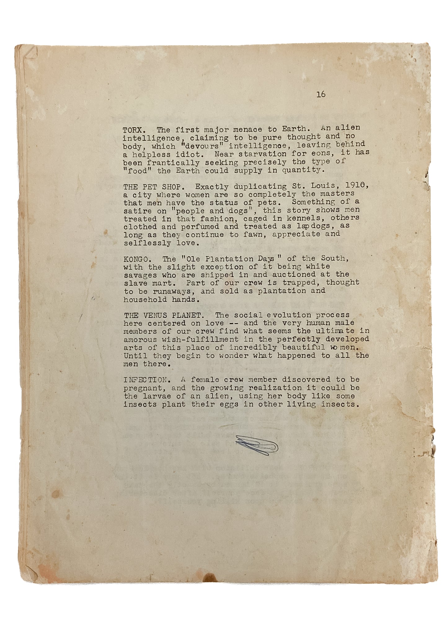 1964 STAR TREK. Rare First Draft Pitch Proposal Print for Star Trek. Wildly Different!