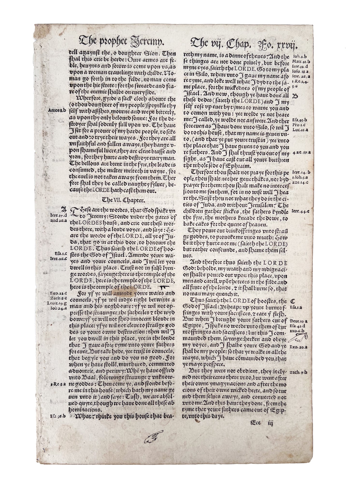 1535 / 1974 MYLES COVERDALE. Original 1535 Leaf w/ The Coverdale Bible in Folio by Allen P. Wikgren.