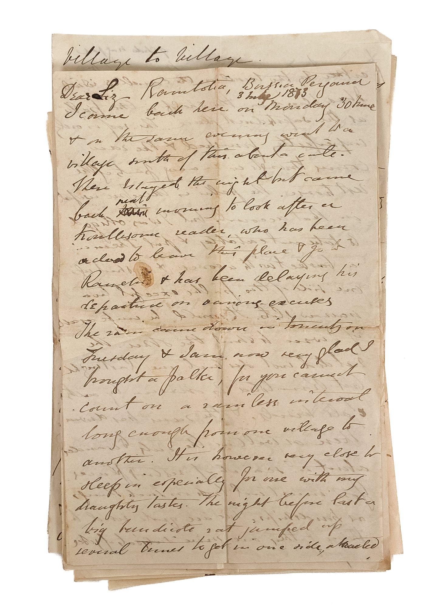 1826 INDIA MISSIONARY. Archive of Pioneer Missionary F. R. Valling Correspondence.