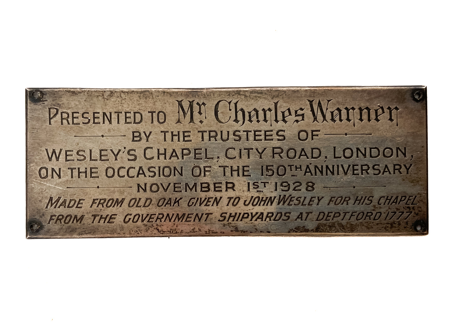1777 JOHN WESLEY. Pen Made from Wood Pillars Gifted by King George to John Wesley!
