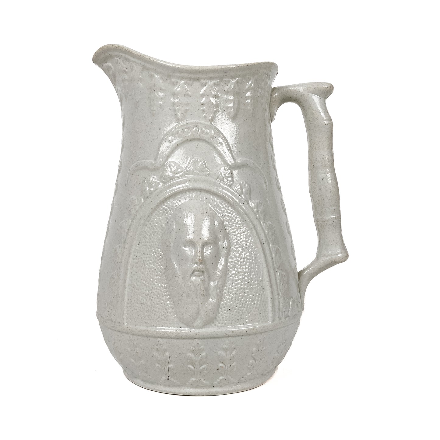 1874 D. L. MOODY & IRA D. SANKEY. Salt Glaze Stoneware Pitcher from 1874 Revival. Pristine!