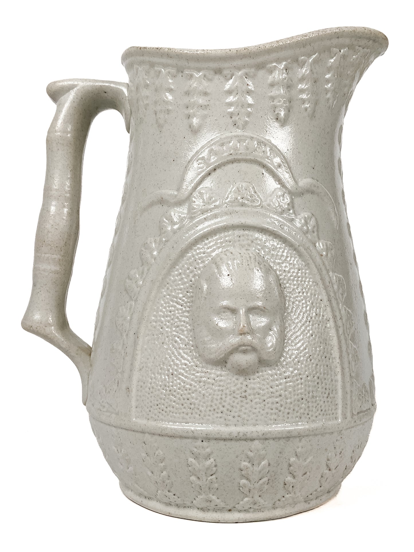1874 D. L. MOODY & IRA D. SANKEY. Salt Glaze Stoneware Pitcher from 1874 Revival. Pristine!
