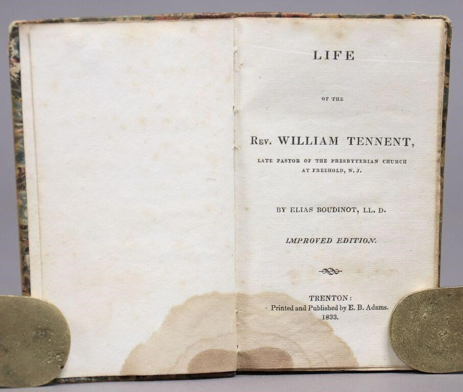 1833 WILLIAM TENNENT. Life of Great Awakening Preacher, William Tennent. Trances & Visions, &c.