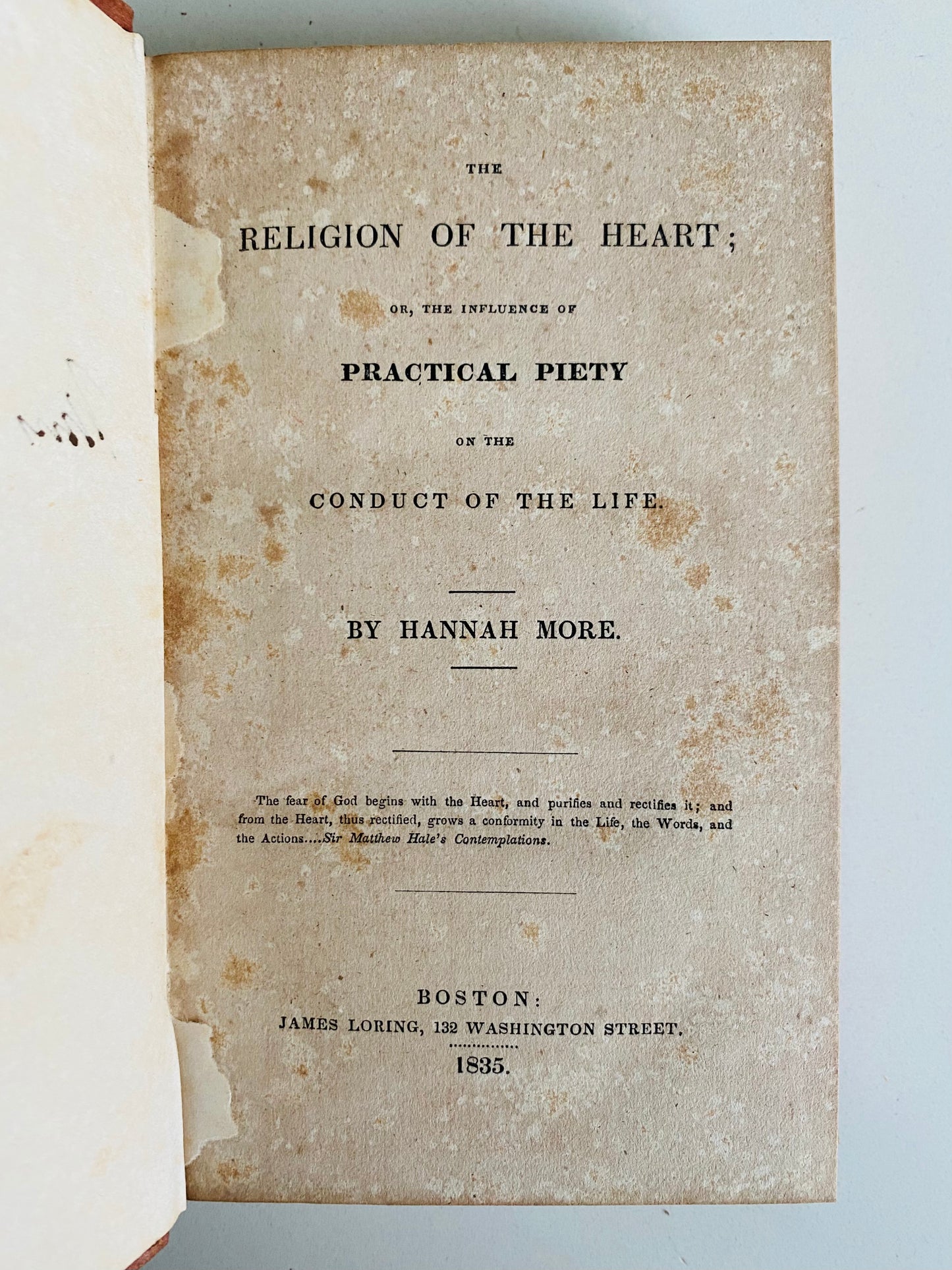 1835 HANNAH MORE. The Religion of the Heart and the Influence of Practical Piety