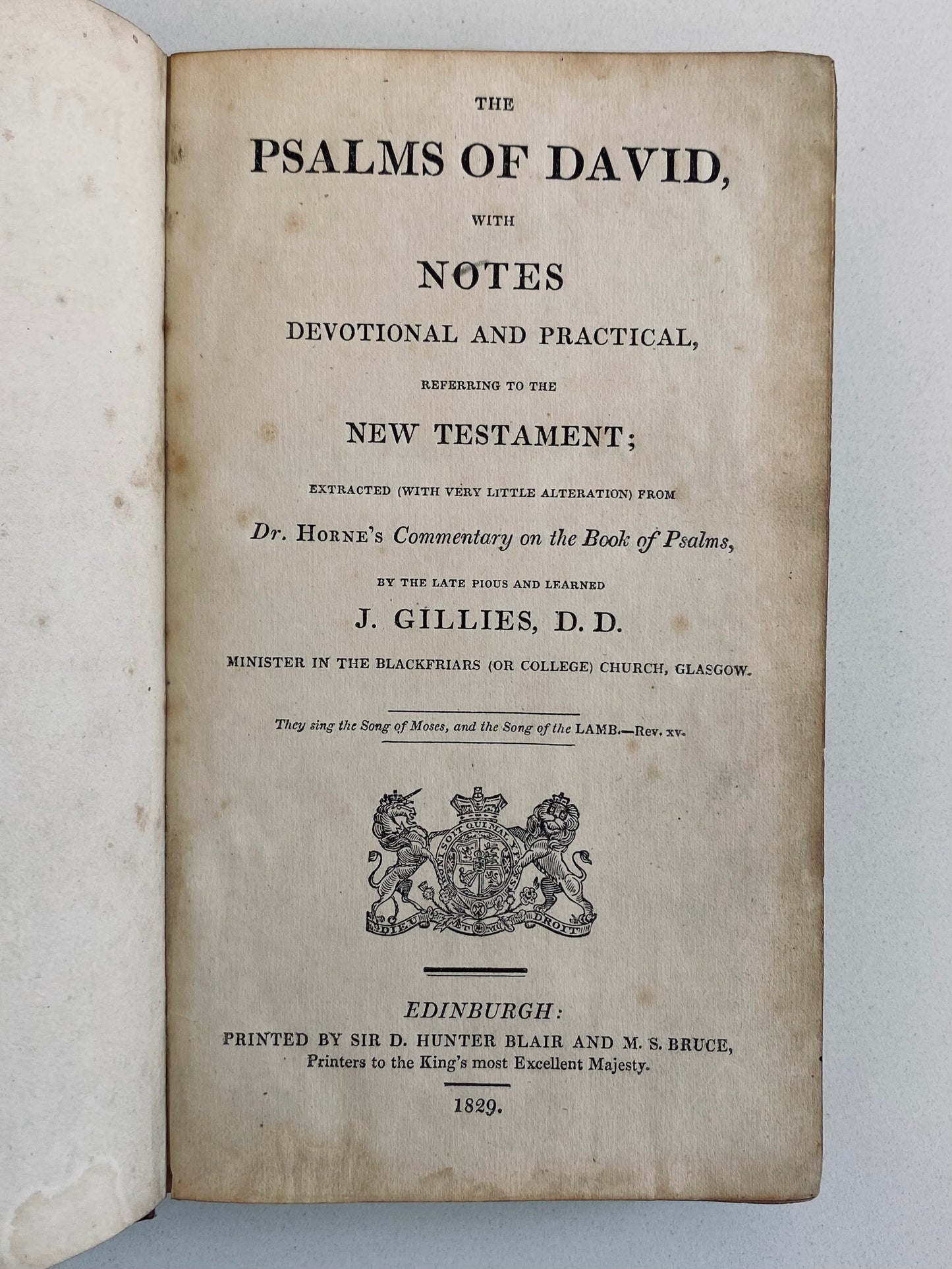 1829 JOHN GILLIES. Devotional and Practical Exposition on the Psalms by Important Scottish Revivalist!