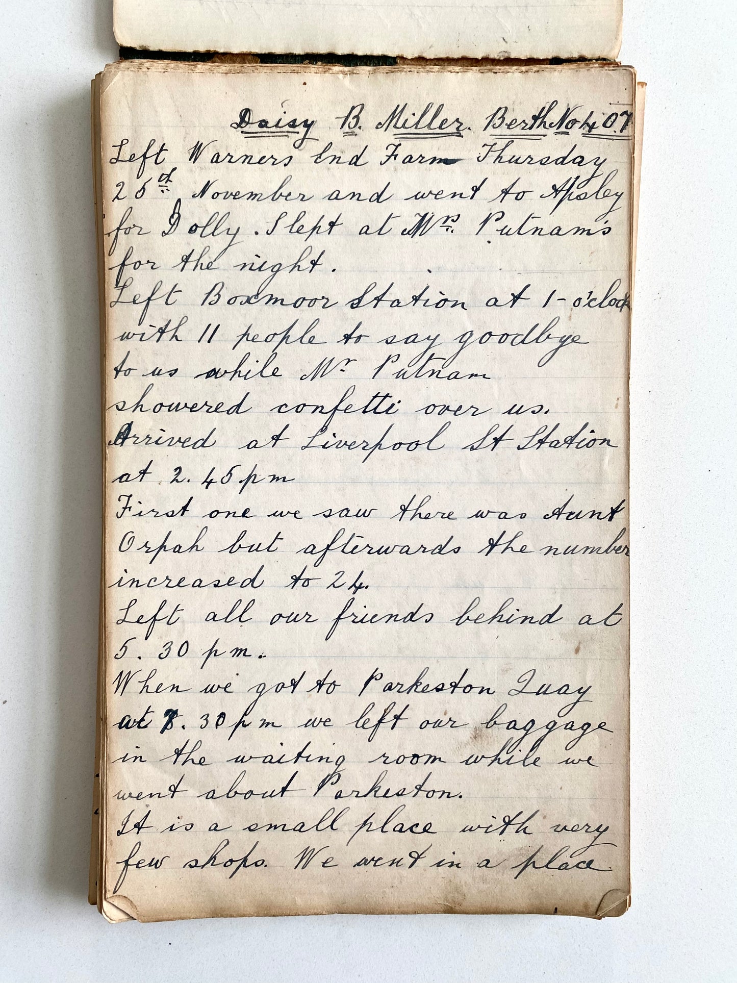 1909 S. S. SEYDLITZ. 152pp. Tasmania Manuscript Travel Diary of Miss Daisy Blanche Miller
