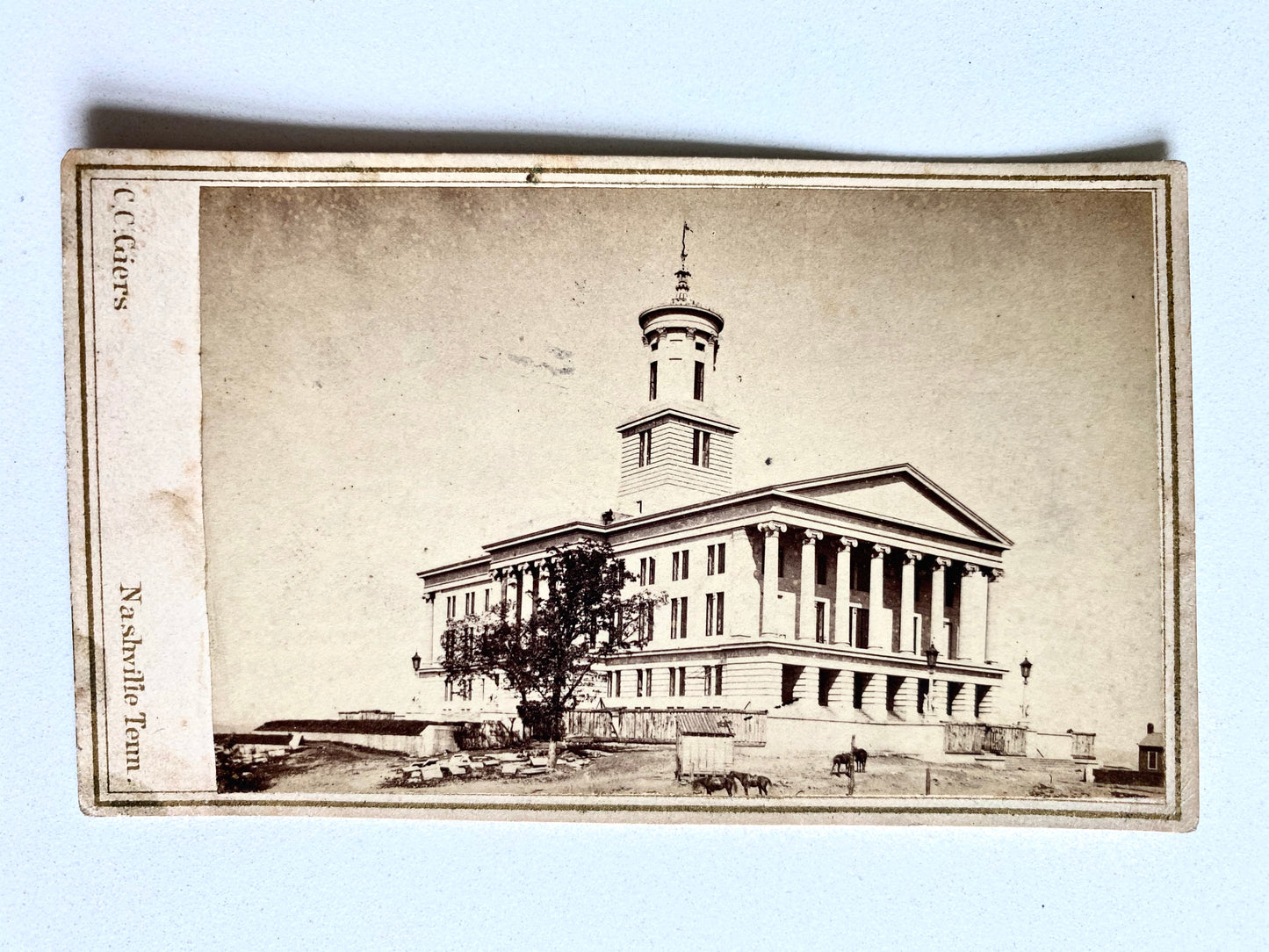 1865 CIVIL WAR. Civil War View of the Capitol Building of Nashville, Tennessee.