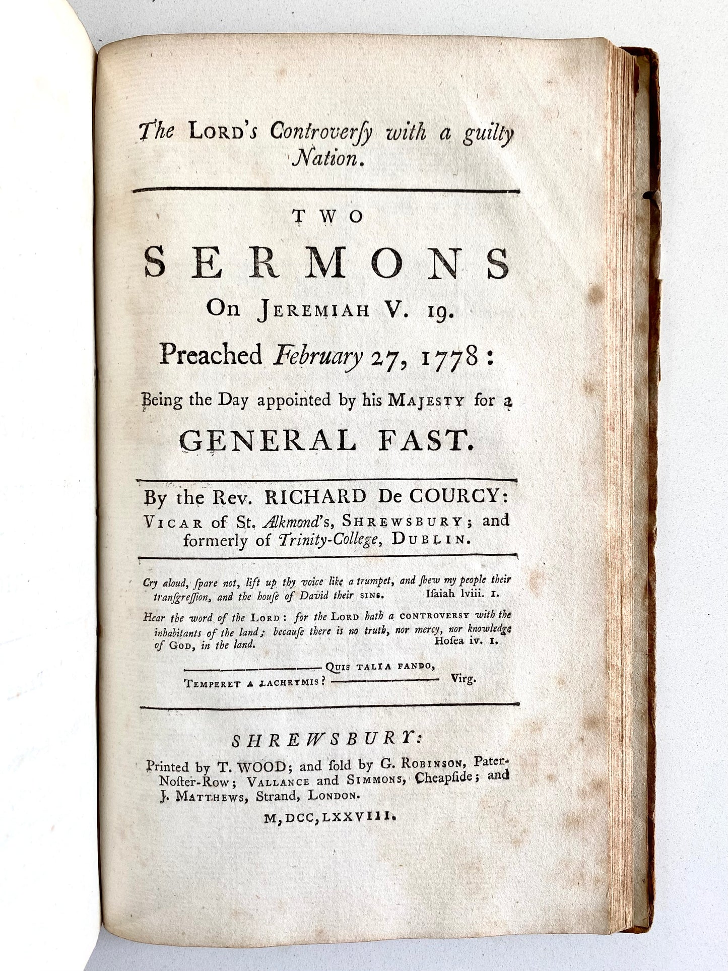 1776 AUGUSTUS TOPLADY. Sammelband of Sermons on American Revolution & John Wesley, &c.