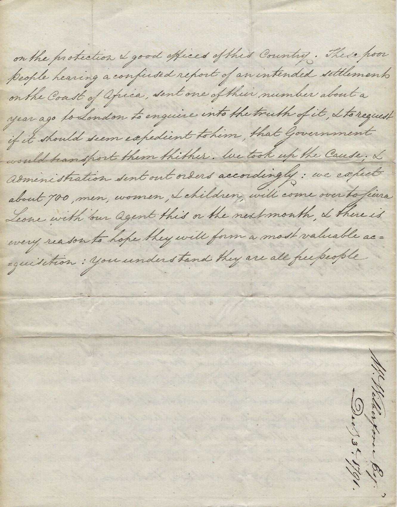 1791 WILLIAM WILBERFORCE. Wilberforce Assists Southern American Slaves who Fought with the British to Emigrate to Sierra Leone.