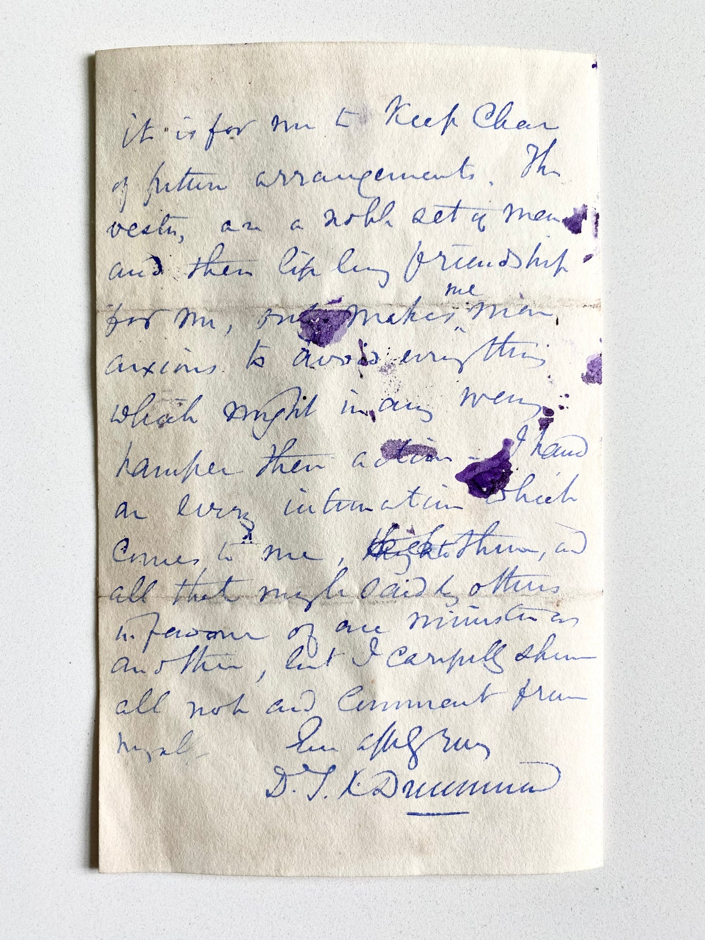 1875 D. T. K. DRUMMOND. 4pp ALS by Important Scottish Minister at the Disruption of 1843